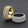 5a Copper Pave Setting Cubic Zirconia Diamonds 18k Gold Plated Men Fully Zircon Rotatable Cuban Chains Shape Rings