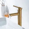 Bathroom Sink Faucets Luxury Golden Stainless Steel Mixer Faucet Deck Mounted Cold Water Vessel Tap