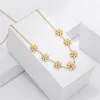 Ciondolo classico con 7 piccoli crisantemi per ragazze, collana in oro 14 carati Acero Inoxidable Joyeria Mujer Bijoux Femme