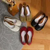 أحذية غير رسمية ربيع النساء ربيع الغلاف الأحمر الكعب انقسام أخمص القدمين مستديرة الرأس من الجلد الناعم الناعم zapatos mujer
