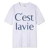 Herr t shirts cest la vie sådana är livstryck t-shirts manlig mode bomull hip hopp överdimensionerad tshirt avslappnad andas