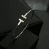 Pulsera Mujer New Luxury Quality Fashion Women Jewelry Jewelry Stainless Steels Open Cuff Double T Bangle Bangle Bracelet Gold Silver Rose Gold Hi241S19 9542