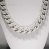 Anständig design 18mm bredd Sterling Sier Moissanite Hip Hop Iced Out Cuban Link Chain