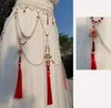 Longa borla pérola cintura corrente original dinastia tang chinês retro hanfu acessórios de cintura antiga para mulher 240313