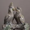 Estatuetas decorativas retrô papagaio ornamento estilo antigo decoração de casa vintage decoração de quarto objeto arcaico acessórios de animais arqueados