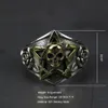 REAL PURE 925 Sterling Silver Viking Ring Skull with Pentagram Gothic Punk Rock Rose Flower Carving Resizable For Men and Women 240305