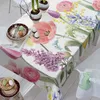 Nappe de table ronde imperméable avec plantes à fleurs de tulipes, couverture de décoration de café pour vacances de mariage, printemps