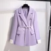 Kvinnors kostymer plus storlek Stylish Slim Suit Jacket 2024 Spring and Autumn Chubby Girl Fashion Age-Reducing Blazer Top With Belt