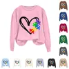 Sweats à capuche pour femmes Designer Sweats Femmes À La Mode Col Rond Casual Amour Puzzle Imprimer Haut À Manches Longues Sweat Zip Up