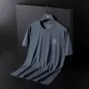 T-shirt sportiva casual da uomo a maniche corte in seta di ghiaccio stile coppia, estiva, sottile, ad asciugatura rapida, con aggiunta di grasso Plus Size Tquv
