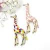 Broschen, niedliche Emaille-Giraffe, Metall, Tier, Damenmode, Schmuck, goldfarben, Geschenk für Kinder, exquisite Anstecknadel