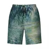 Shorts masculinos personalizados Claude Monet Water Lilies Swim Trunks Homens Quick Dry Board Pintura Moderna Arte Swimwear Ternos Boardshorts