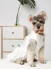 Dog Apparel Beading Wedding White Dress Flower Rose Satin Drill Love Clothing For Dogs Clothes Puppy Cat Pet