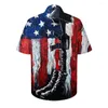 القمصان غير الرسمية للرجال الصيف 3D ليو العلم الأمريكي للرجال قميص هاواي للسيدات الأزياء المطبوعة الأكمام القصيرة زر أسفل قمم الشاطئ