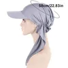 Cappelli a tesa larga Moda Musulmano Turbante Parasole Donna Cofano Protezione solare Morbido Hijab Foulard Lady Nastro lungo Cappello da sole