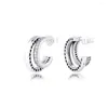 Orecchini a cerchio con pavé doppio per donna Argento sterling 925 Regalo per ragazze Brincos Pendientes Commercio all'ingrosso