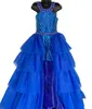 Royal Blue Girl Pageant Elbise Tulum 2023 Ruffles Overkirt Crystals Sequin Çocuk Romper Küçük Bayan Doğum Günü Resmi Parti Cocktai5137053