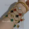 Designer Cleef Van Four Leaf Clover Armband 2024 neue doppelseitige vierblättrige fünf Blumen Damen Titan Stahl Hand Luxusgeschenke für Freundin