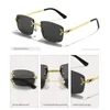 Män kvinnor UV400 små lutningar ramlösa solglasögon för män Rimless Square Solglasögon Högkvalitativ metall Eyewear240403