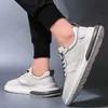 HBP Non-Brand gym sport breathable genuine leather flat sneakers spring autumn running men shoes