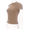 Blusas femininas camiseta elegante verão camiseta coleção em torno do pescoço manga curta topos fino ajuste cor sólida básico casual