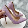 Dress Shoes 12cm Satin Women Pumps 2024 Purple High Heels Fashion Stiletto Luxury Noble Party