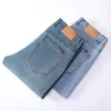 Jeans pour hommes Mode mince été d'âge moyen vêtements de cérémonie taille haute lâche jeunesse droite tout assorti pantalon simple