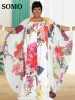 Sets Somo Plus Size Two Piece Set Women Dress and Shawl Matching Summer 2023 Slip Floral Holiday Nieuwe outfits Groothandel dropships