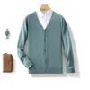 Pulls pour hommes DLW8007 Cardigan en laine mérinos tricoté pull décontracté haut de gamme