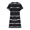 Casual Dresses Women Short Sleeve T-shirt Dress Summer Tunic Printed Loose Mini With Pockets Robe Femmes