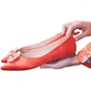 Zapatos casuales Slik mujeres planas ballet talón perlas puntiagudos pisos banquete novia elegante dama boda tamaño 31-45