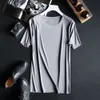 MENS KORT SLEEVE T-shirt Cooling Milk Silk Summer Thin Ice Seamless One Piece Snabbtorkning Rund Neck Top