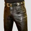 Pantalones para hombres Hombres Casual Largo Retro Goth Slim Primavera Otoño Punk Hombre Y2k Ropa PU Gimnasio Trabajo Pantalones Pantalones Straight Streetwear