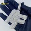 2 "largura prata esterlina ouro branco nome carta colar corrente hip hop moissanite pingente personalizado