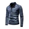 Jean Jacket Mens Autumn and Winter Fashion Cool Retro Fashion Slim Stand Collar Motorcykeljacket 240314