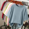 Tops Plus Size T Shirt 100% Cotton L6XL Tshirt Short Sleeve Women Top 2022 Summer Solid T Shirt O Neck Oversized T Shirts