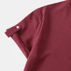 Men's Dress Shirts WIne Red Casual Stand Collar Shirt Summer Fashion Short Sleeve Daily Simple Beach Pool Party Clothing Chemise Hombre