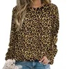 Hoodies femininos outono 3d selva chita impressão lazer hoodie leopardo manga longa em torno do pescoço rua moda solta topo
