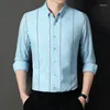 Camisas de vestido masculinas camisa xadrez para mangas compridas coreano na moda bonito negócio casual tops de alta qualidade