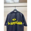 LED Balenciagia Track Vêtements de marque Triple S Balanciaga Tshirt ExtremeHigh Edition Paris 23 Springsummer Nouveau Yellow Tape Bandage Print Wash Old Worn b Home Corre