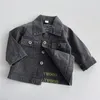 Mode barn brev broderi denim jacka dd pojkar flickor lapel långärmad casual outwear barn cowboy coat z3971