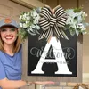 Decorative Flowers Front Doors 2024 Last Name Year Round Door Wreath 24 Letter Farmhouse With Bow Spring Wreaths