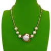 YYGEM 30 x 33 mm weiße Keshi-Zuchtperle in Herzform, Chorker-Halskette, vergoldete Kette, einfache Halsketten 240305