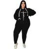 Sets Trendy Tracksuit Sets Plus Size Women Clothing 2 Piece Sets Fashion Pocket Sweatshirt Print Stretch Sports Pants Suits Wholesale