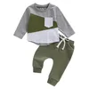 Clothing Sets Baby Boy 2 Piece Outfits Contrast Color Long Sleeve Sweatshirt And Elastic Pants For Toddler Fall Clothes