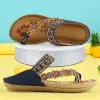 Sandalen Luxus Sandalen Damen 2022 Zehenring bequeme Druckrutschen Frauen Designer Kristall Retro weibliche Sommerschuhe Feiertage Bohemian