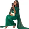 M7955 Muslimisches Damen-Kleid aus Chiffon mit Rundhalsausschnitt, lockerer Swing-Robe