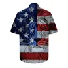القمصان غير الرسمية للرجال الصيف 3D ليو العلم الأمريكي للرجال قميص هاواي للسيدات الأزياء المطبوعة الأكمام القصيرة زر أسفل قمم الشاطئ