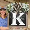 Decorative Flowers Front Doors 2024 Last Name Year Round Door Wreath 24 Letter Farmhouse With Bow Spring Wreaths