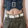 Cinture Moda Per Donna Uomo Y2k Punk Personalizzata Cintura Doppio Petto a Stella Cava Cintura in Pelle PU con Foro Completo Gonna Jeans